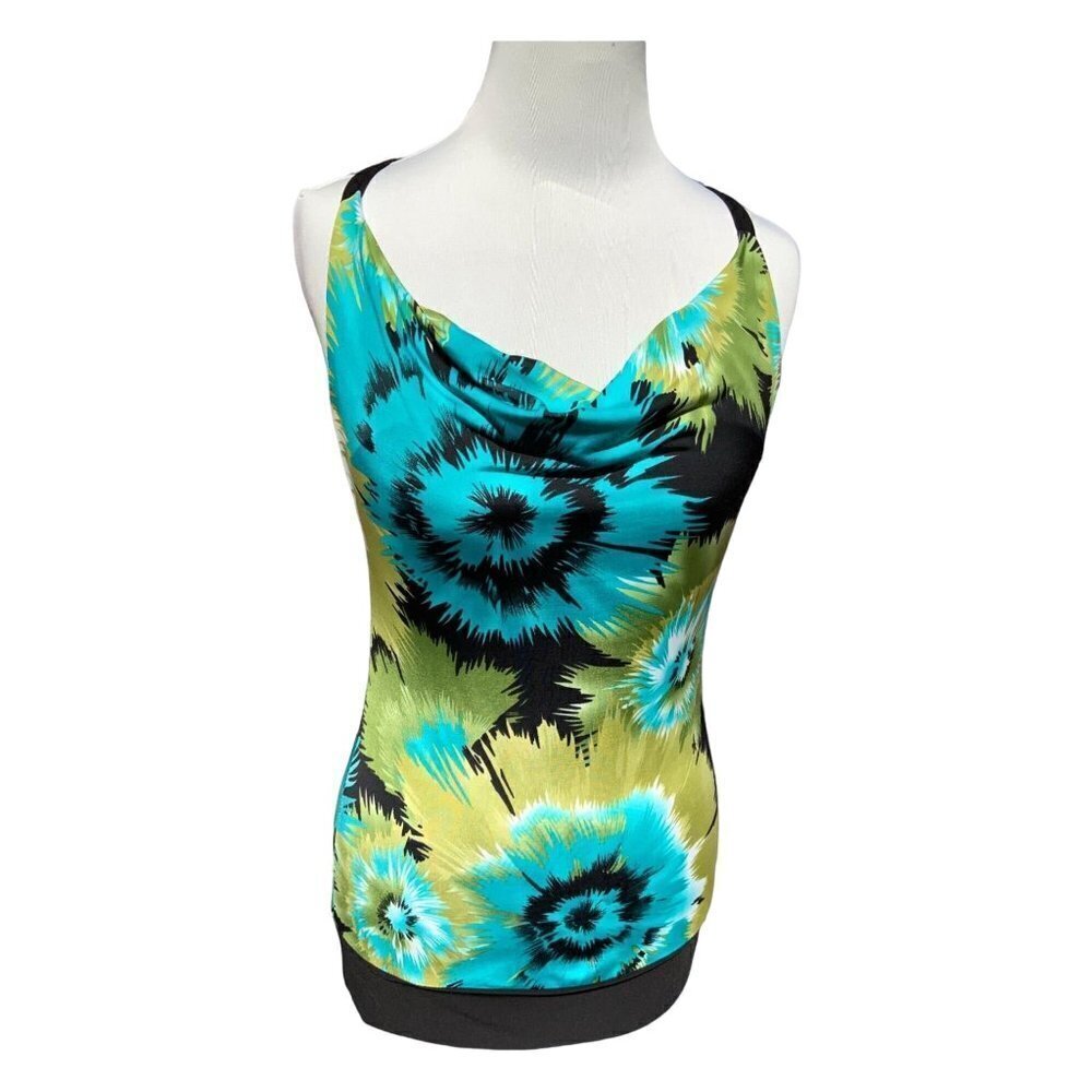 Rue21 sleeveless racerback cowl neck colorful tunic floral tropical top medium